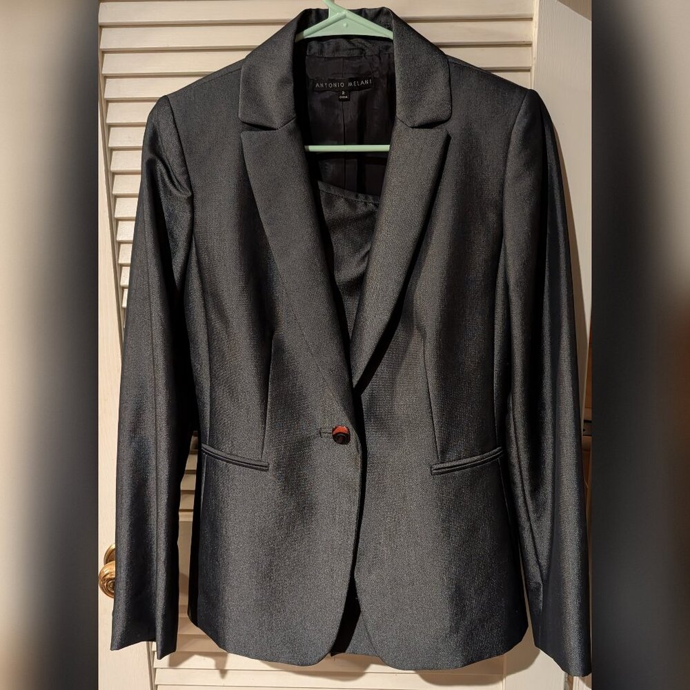 Antonio Melani 2 Piece Gray Suit Skirt Set | Size 2 Jacket, Size 0 Skirt